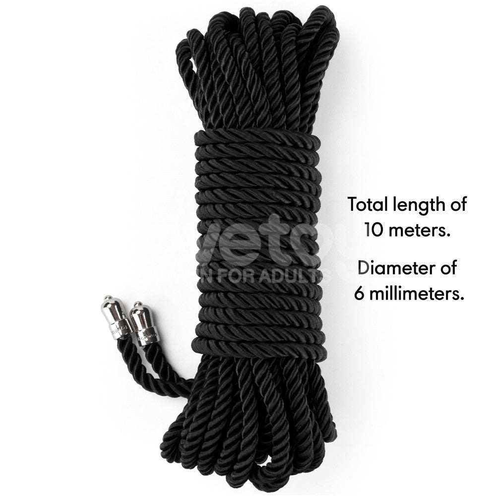 Rebellion Reign Silky Bondage Rope - Bondage Rope - 10 metre length – Black