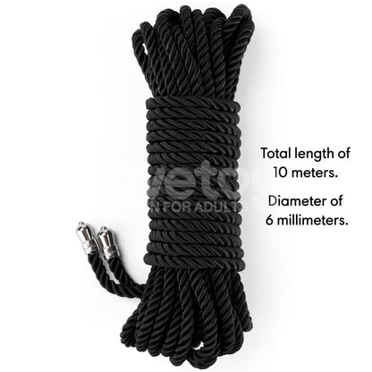 Rebellion Reign Silky Bondage Rope - Bondage Rope - 10 metre length – Black