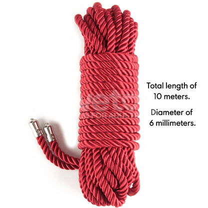 Rebellion Reign Silky Bondage Rope - Bondage Rope - 10 metre length – Red