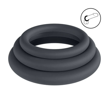 LEVELZ Classic Silicone Cock Ring Set - L/XL/XXL - Cock Rings - Set of 3 Sizes