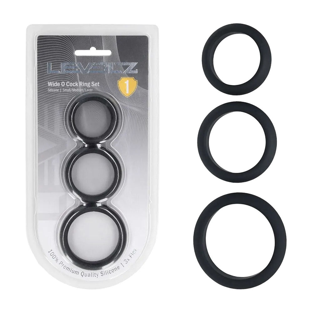 LEVELZ Wide O Silicone Cock Ring Set of 3 - S/M/L - Cock Rings - Set of 3 Sizes