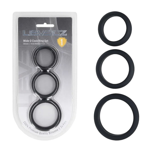 LEVELZ Wide O Silicone Cock Ring Set of 3 - S/M/L - Cock Rings - Set of 3 Sizes