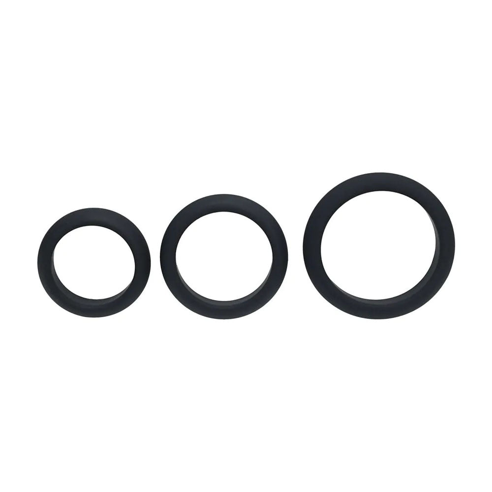 LEVELZ Wide O Silicone Cock Ring Set of 3 - S/M/L - Cock Rings - Set of 3 Sizes