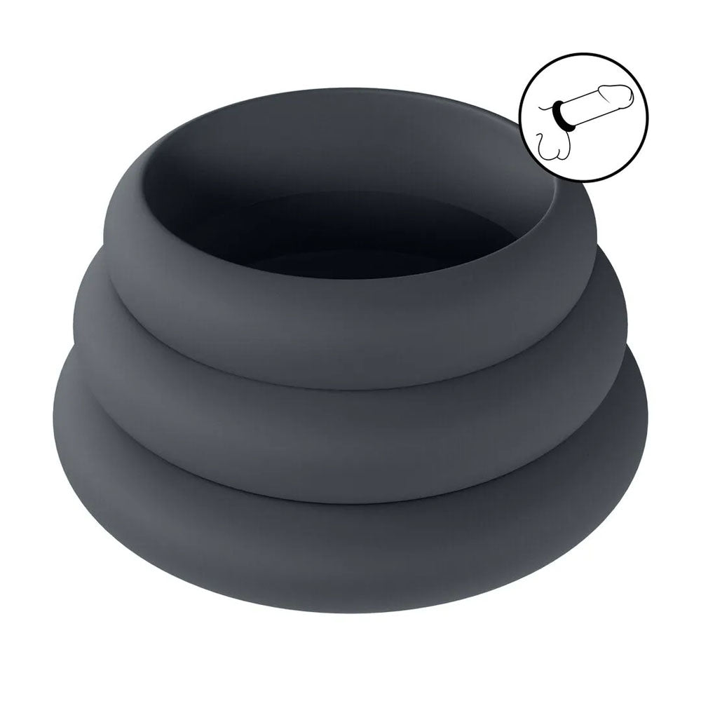 LEVELZ Wide O Silicone Cock Ring Set of 3 - S/M/L - Cock Rings - Set of 3 Sizes