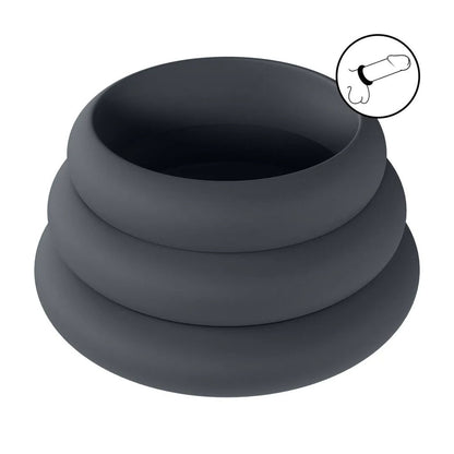 LEVELZ Wide O Silicone Cock Ring Set of 3 - S/M/L - Cock Rings - Set of 3 Sizes