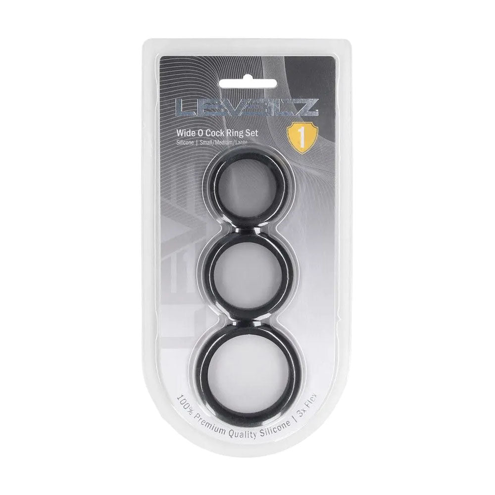 LEVELZ Wide O Silicone Cock Ring Set of 3 - S/M/L - Cock Rings - Set of 3 Sizes