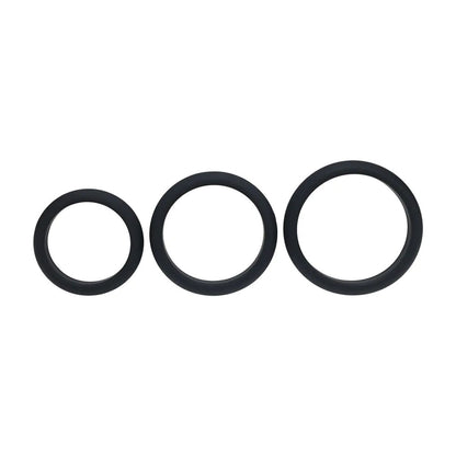 LEVELZ Wide O Silicone Cock Ring Set of 3 - L/XL/2X - Cock Rings - Set of 3 Sizes