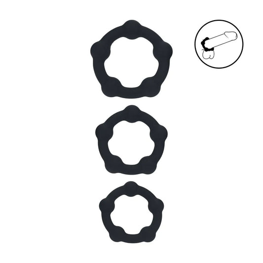 LEVELZ Beaded Silicone Cock Ring Set of 3 - Cock Rings - Set of 3 Sizes