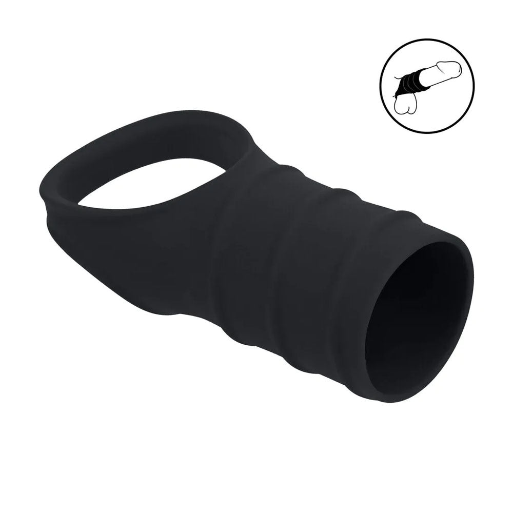 LEVELZ Silicone Cock Ring & Ribbed Sleeve - Cock Ring with Sleeve