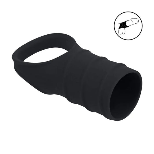 LEVELZ Silicone Cock Ring & Ribbed Sleeve - Cock Ring with Sleeve
