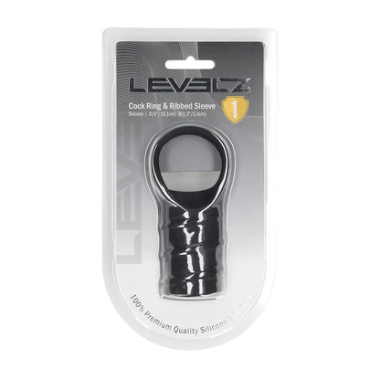 LEVELZ Silicone Cock Ring & Ribbed Sleeve - Cock Ring with Sleeve