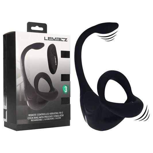 LEVELZ Remote Controlled Vibrating TriO Cock Ring with Prostate Stimulator - USB Rechargeable Vibrating Cock Ring with Anal Plug