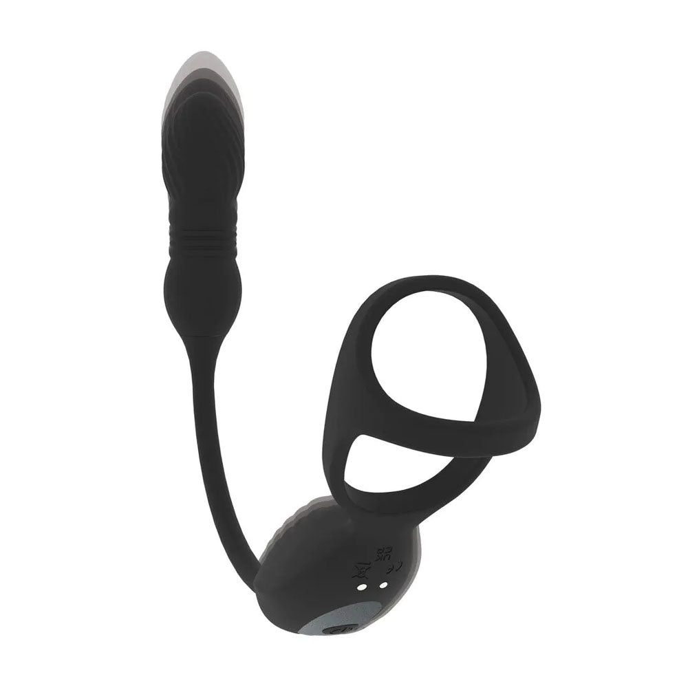 LEVELZ Vibrating & Thrusting TriO Cock Ring with Prostate Stimulator - USB Rechargeable Vibrating Cock Ring with Thrusting Prostate Plug