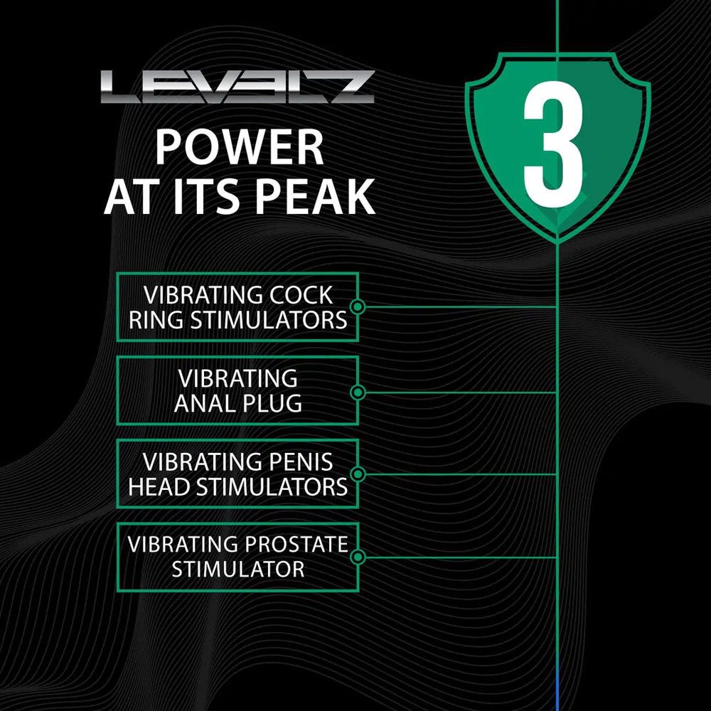 LEVELZ Vibrating & Thrusting TriO Cock Ring with Prostate Stimulator - USB Rechargeable Vibrating Cock Ring with Thrusting Prostate Plug