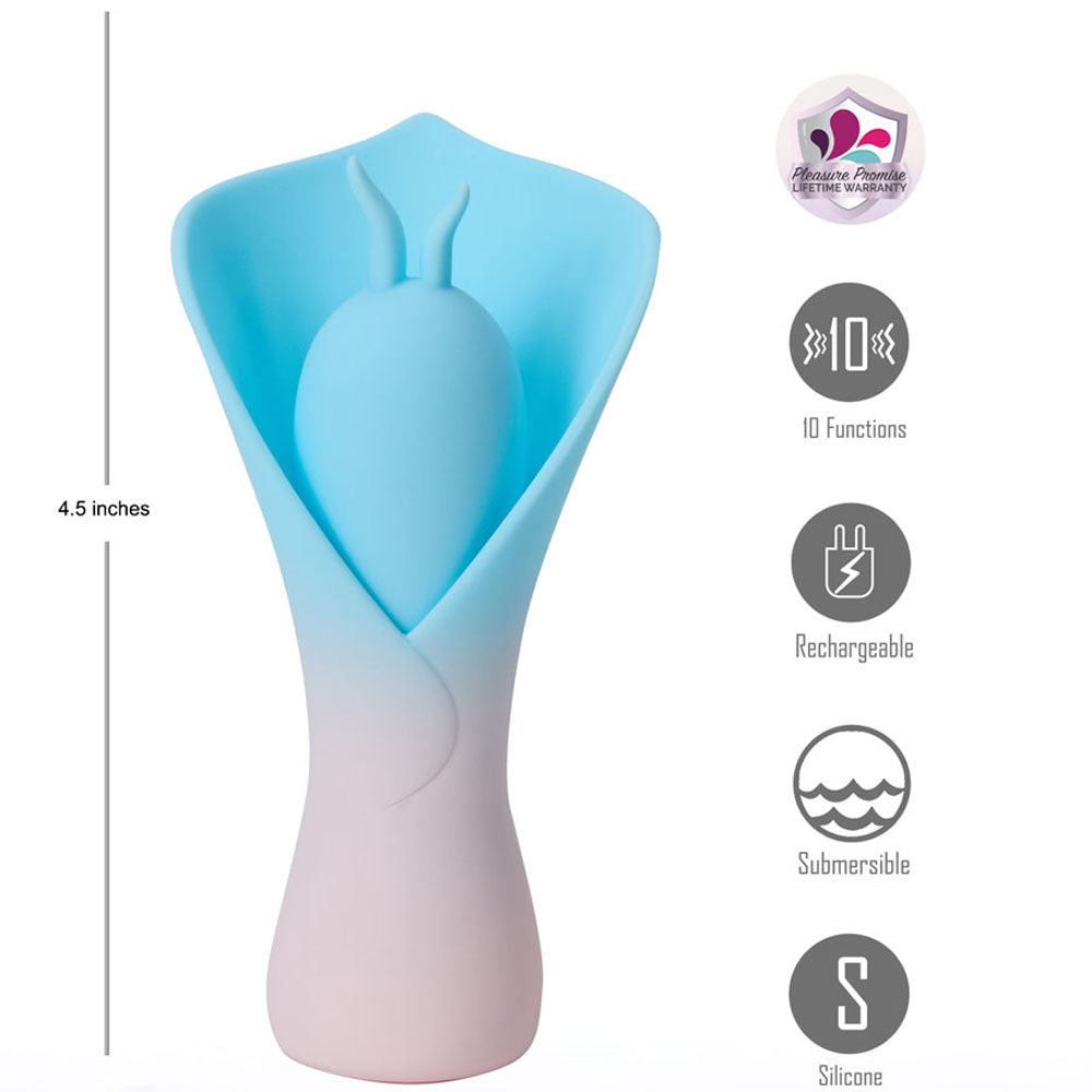 Maia MINA - /Pink USB Rechargeable Fluttering Flower Stimulator – Blue