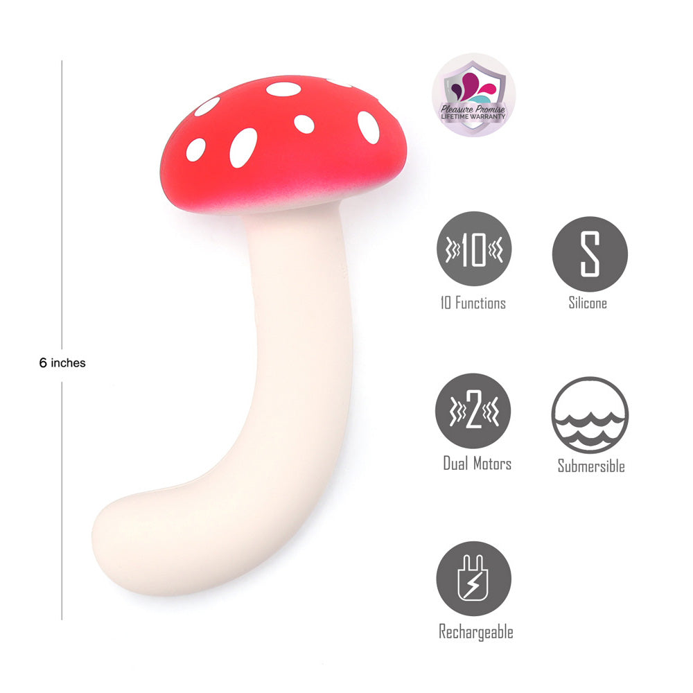 Maia ALICE - /White 15.2 cm USB Rechargeable Dual Vibrating Mushroom