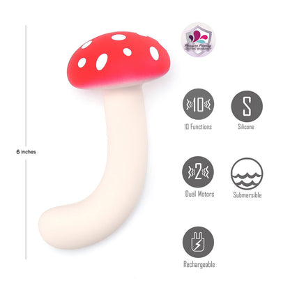 Maia ALICE - /White 15.2 cm USB Rechargeable Dual Vibrating Mushroom