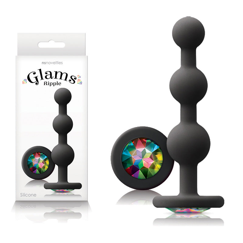 Glams Ripple - Rainbow Gem - 11.4 cm Butt Plug with Rainbow Gem Base