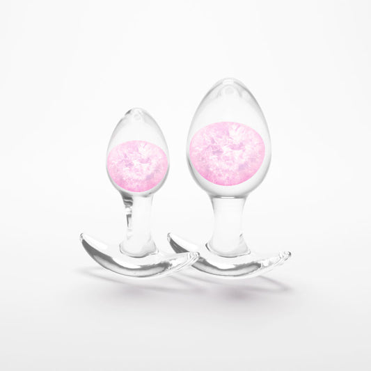 Glams Cosmic 2pc Kit - Clear/ Butt Plugs - Set of 2 Sizes – Pink