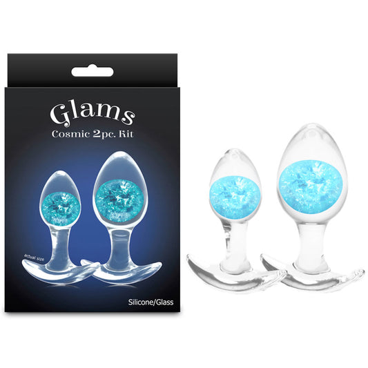 Glams Cosmic 2pc Kit - Clear/ Butt Plugs - Set of 2 Sizes – Blue