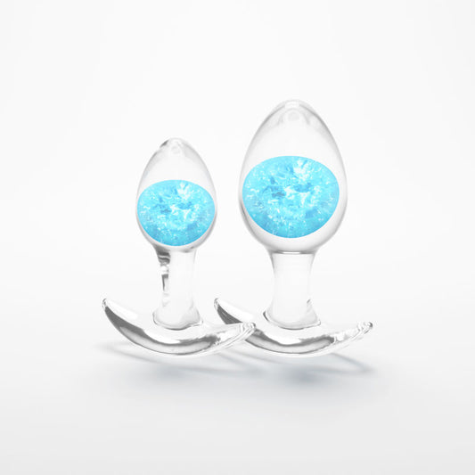 Glams Cosmic 2pc Kit - Clear/ Butt Plugs - Set of 2 Sizes – Blue