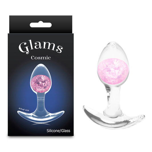 Glams Cosmic - Small - Clear/ 8.1 cm Small Butt Plug – Pink