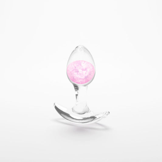 Glams Cosmic - Small - Clear/ 8.1 cm Small Butt Plug – Pink