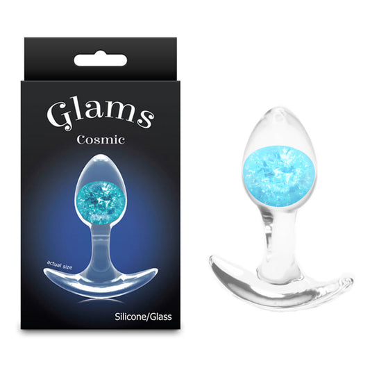 Glams Cosmic - Small - Clear/ 8.1 cm Small Butt Plug – Blue