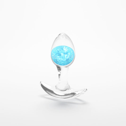 Glams Cosmic - Small - Clear/ 8.1 cm Small Butt Plug – Blue