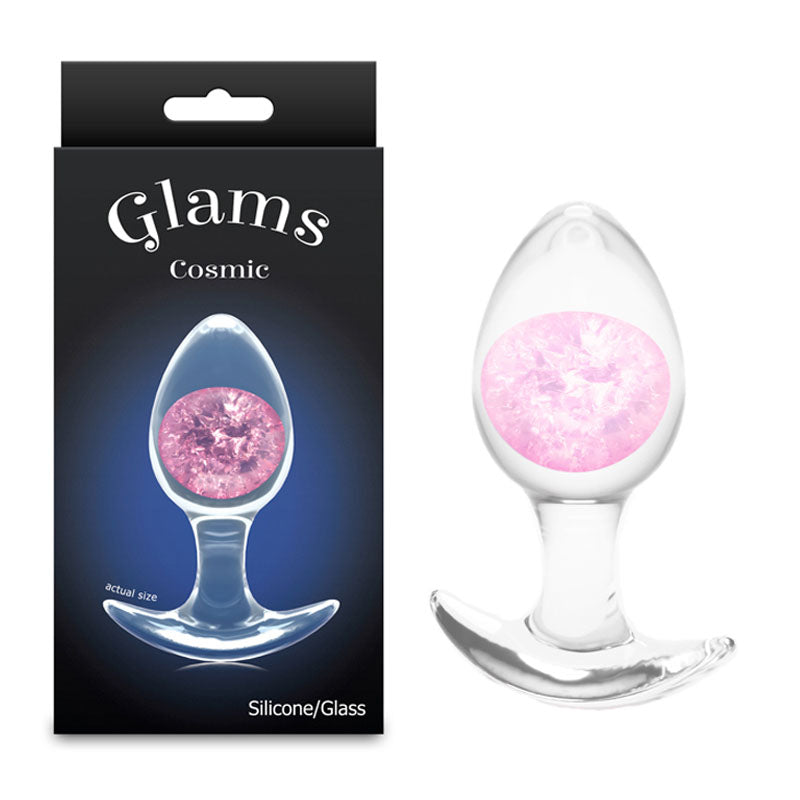 Glams Cosmic - Medium - Clear/ 9.5 cm Small Butt Plug – Pink