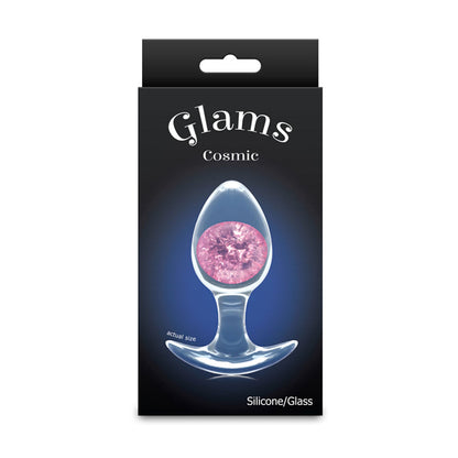 Glams Cosmic - Medium - Clear/ 9.5 cm Small Butt Plug – Pink