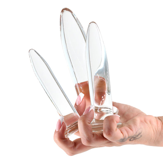 Crystal - 3pc Trainer Kit - Glass Anal Plugs - Set of 3 Sizes