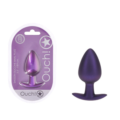 OUCH! Anal Plug - Large - Metallic - Metallic 8.9 cm Large Butt Plug – Purple