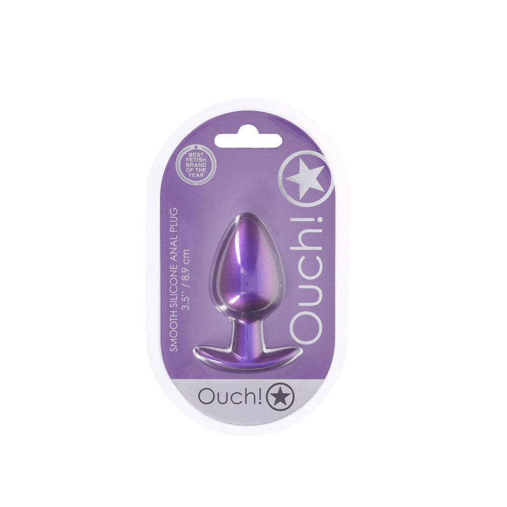 OUCH! Anal Plug - Large - Metallic - Metallic 8.9 cm Large Butt Plug – Purple