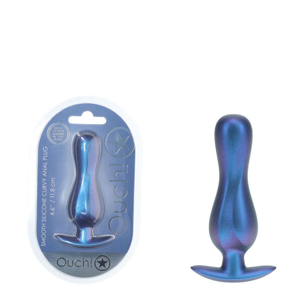 OUCH! Curvy Anal Plug - Metallic - Metallic 11.7 cm Butt Plug – Blue