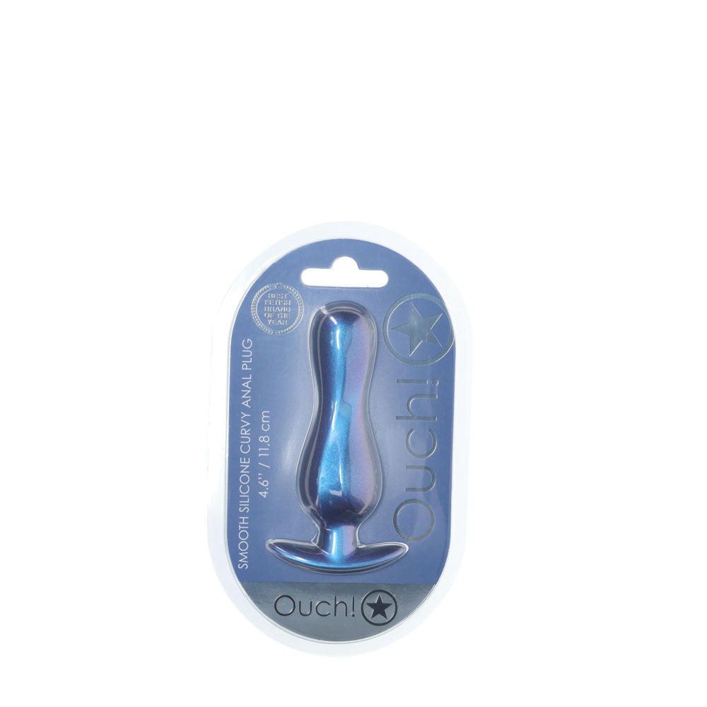 OUCH! Curvy Anal Plug - Metallic - Metallic 11.7 cm Butt Plug – Blue