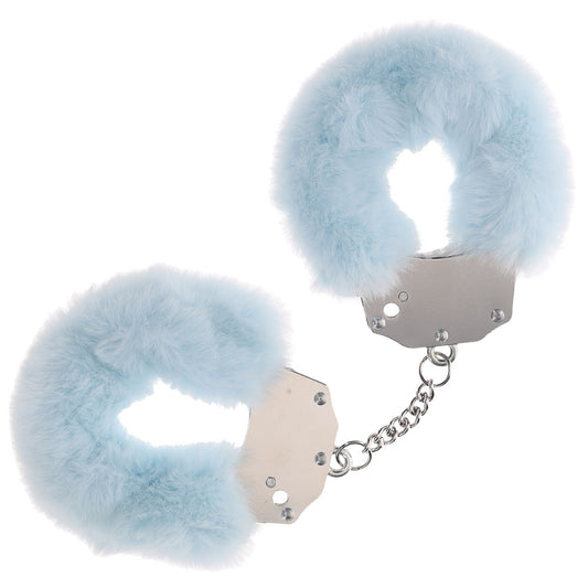 OUCH! Heavy-Duty Fluffy Cuffs - Powder - Powder Fluffy Restraints – Blue