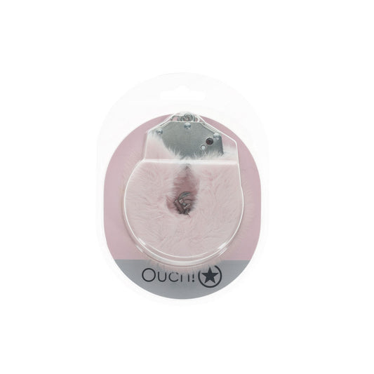 OUCH! Heavy-Duty Fluffy Cuffs - Powder - Powder Fluffy Restraints – Pink