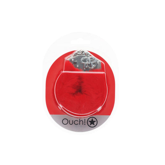 OUCH! Heavy-Duty Fluffy Cuffs - Fluffy Restraints – Red