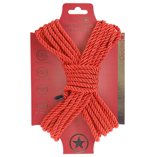 OUCH! Bondage Rope - 10 M - Nylon Bondage Rope - 10 metre Length – Red