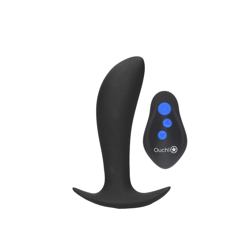 OUCH! e-Stim & Vibrating Butt Plug with Wireless Remote - 12.3 cm USB Rechargeable Vibrating Butt Plug with e-Stim