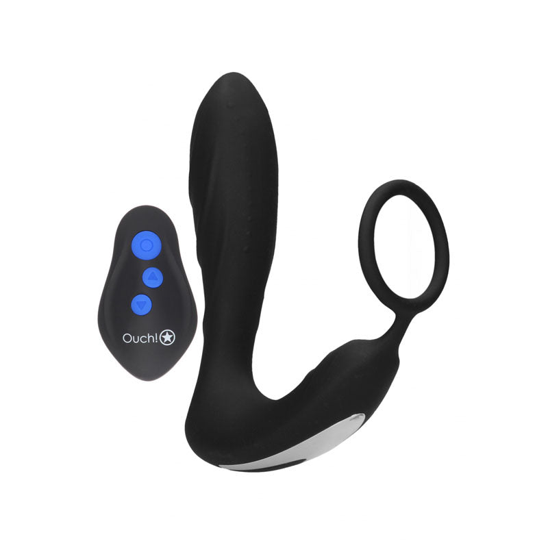 OUCH! E-stim & Vibrating Butt Plug Cock Ring - USB Rechargeable Vibrating Butt Plug & Cock Ring with e-Stim