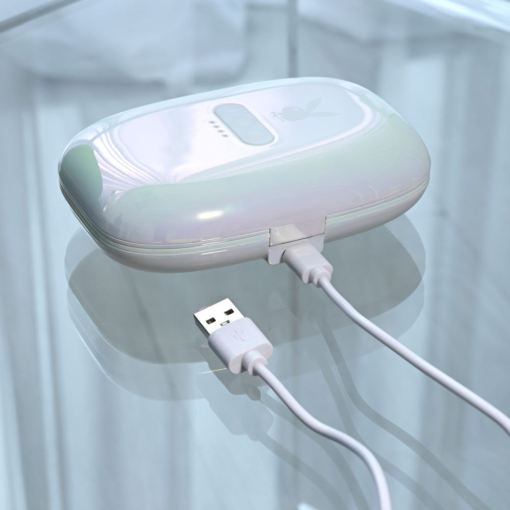 Playboy Pleasure IN A PINCH - Rechargeable Vibrating Nipple Clamps with Charging Carry Case