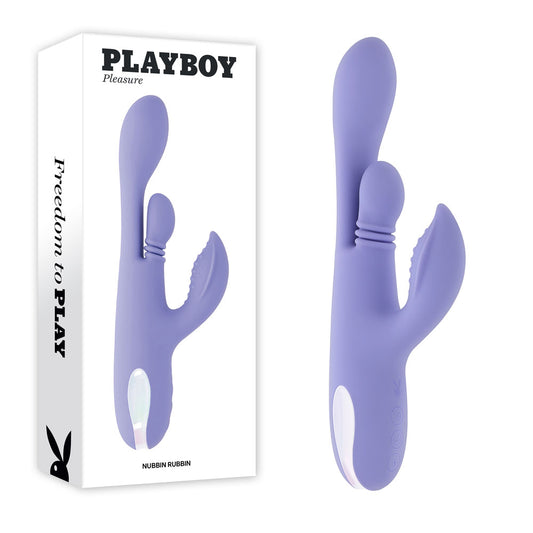 Playboy Pleasure NUBBIN RUBBIN - 24.1 cm USB Rechargeable Thrusting Rabbit Vibrator
