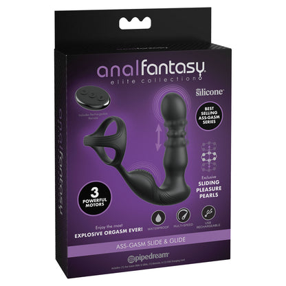 Anal Fantasy Elite Ass-Gasm Slide & Glide - USB Rechargeable Prostate Massage with Cock Ring