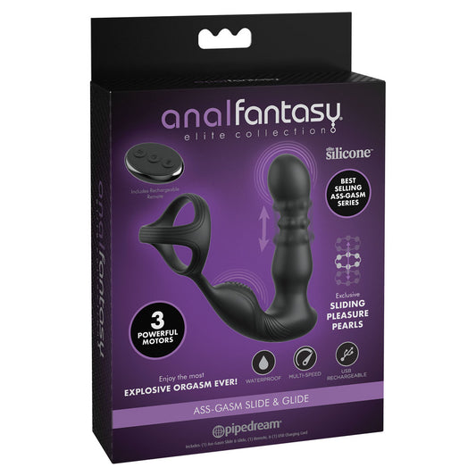 Anal Fantasy Elite Ass-Gasm Slide & Glide - USB Rechargeable Prostate Massage with Cock Ring