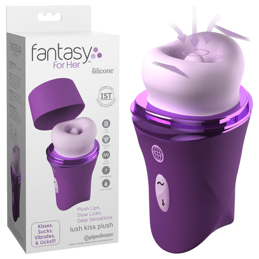 Fantasy For Her Lush Kiss Plush - USB Rechargeable Licking & Sucking Stimulator