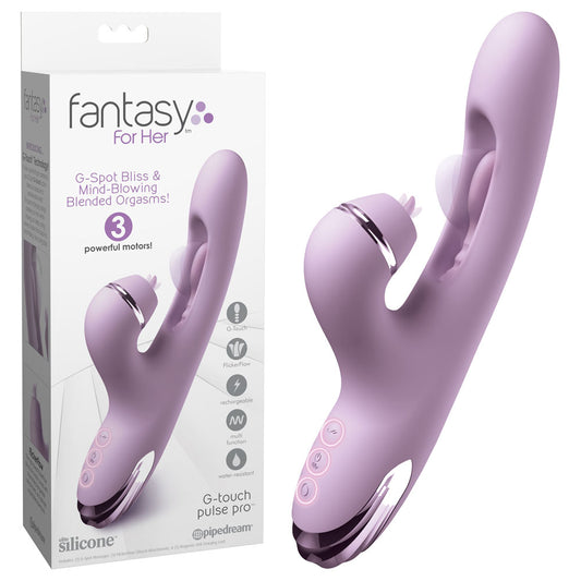 Fantasy For Her G-Touch Pulse Pro - 23.4 cm USB Rechargeable Rabbit Vibrator with Flicking Shaft and Tip
