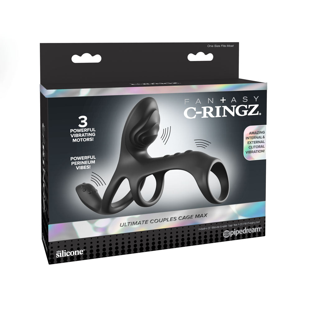 Fantasy C-Ringz Ultimate Couples Cage Max - USB Rechargeable Vibrating Cock Ring Cage