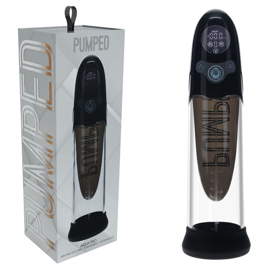 PUMPED Aqua-Pro Auto Pump - /Clear USB Rechargeable AI-Enabled Submersible Auto Penis Pump – Black